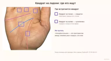 Квадрат на ладони: знак защиты на линиях и холмах и что он означает